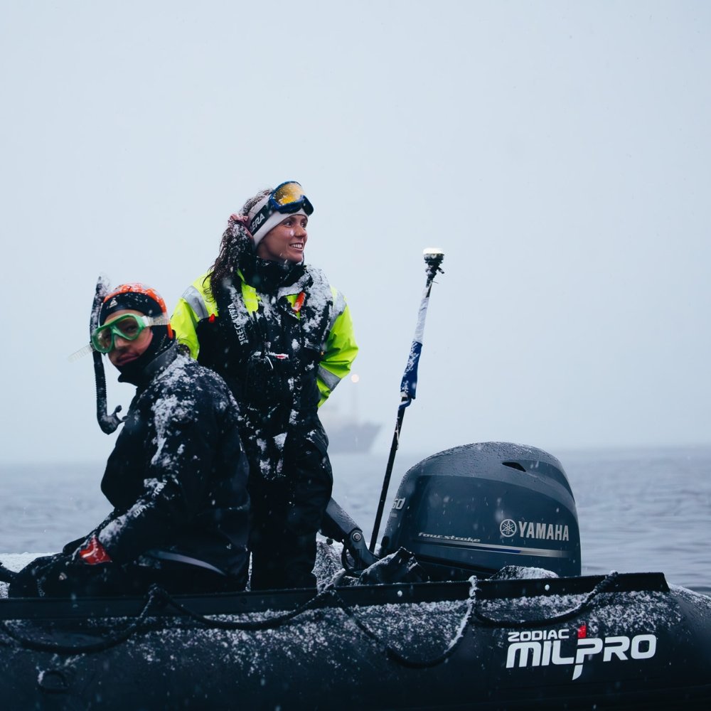 Elizabeth driving the zodiac
